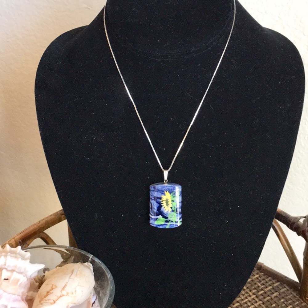 VINTAGE Sunflower SPI 925 Italian Silver Necklace